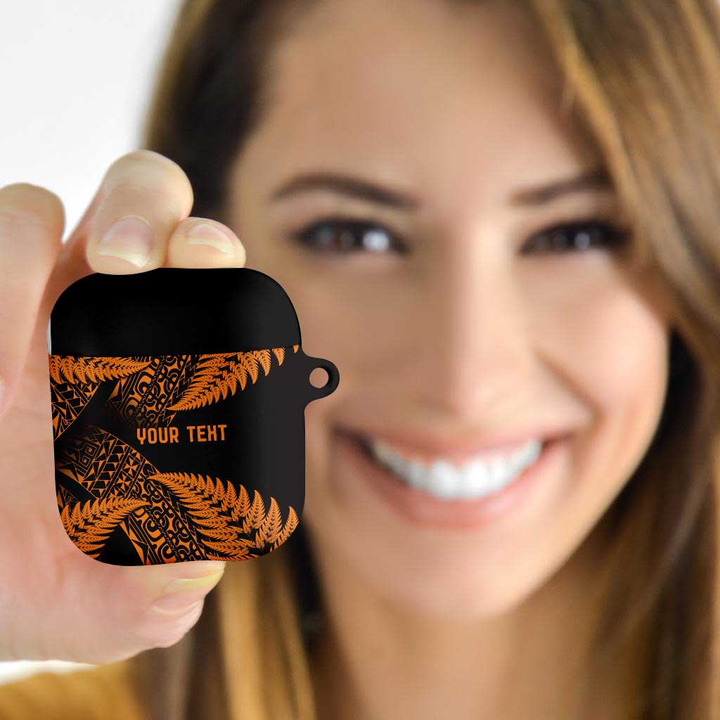 New Zealand Rugby Pacific Personalised AirPods Case All Gold Maori Pasifika Fern Pattern - Aussie Hoodie
