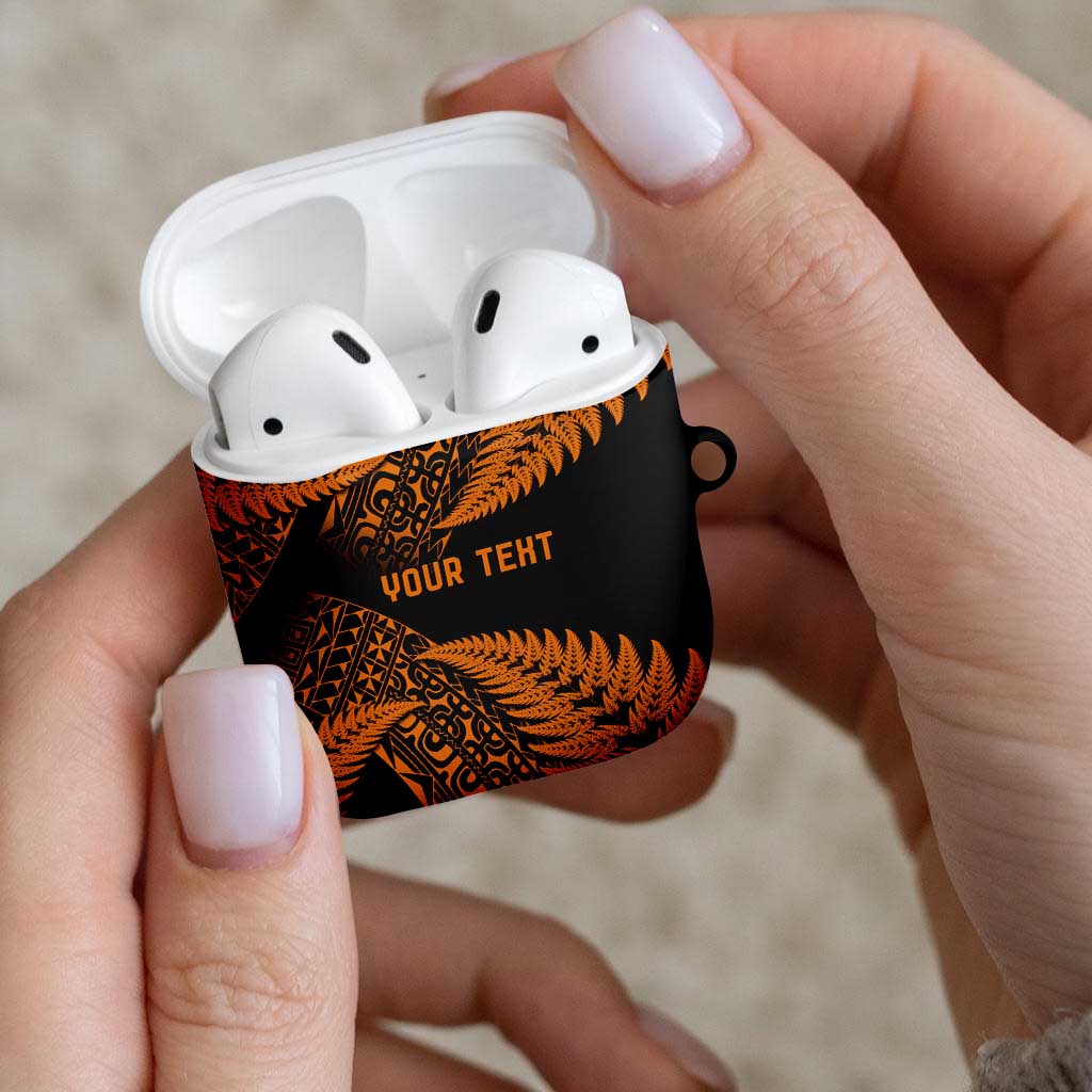 New Zealand Rugby Pacific Personalised AirPods Case All Gold Maori Pasifika Fern Pattern - Aussie Hoodie