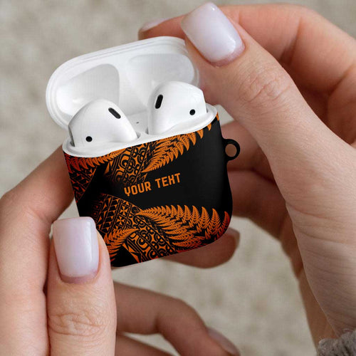 New Zealand Rugby Pacific Personalised AirPods Case All Gold Maori Pasifika Fern Pattern - Aussie Hoodie