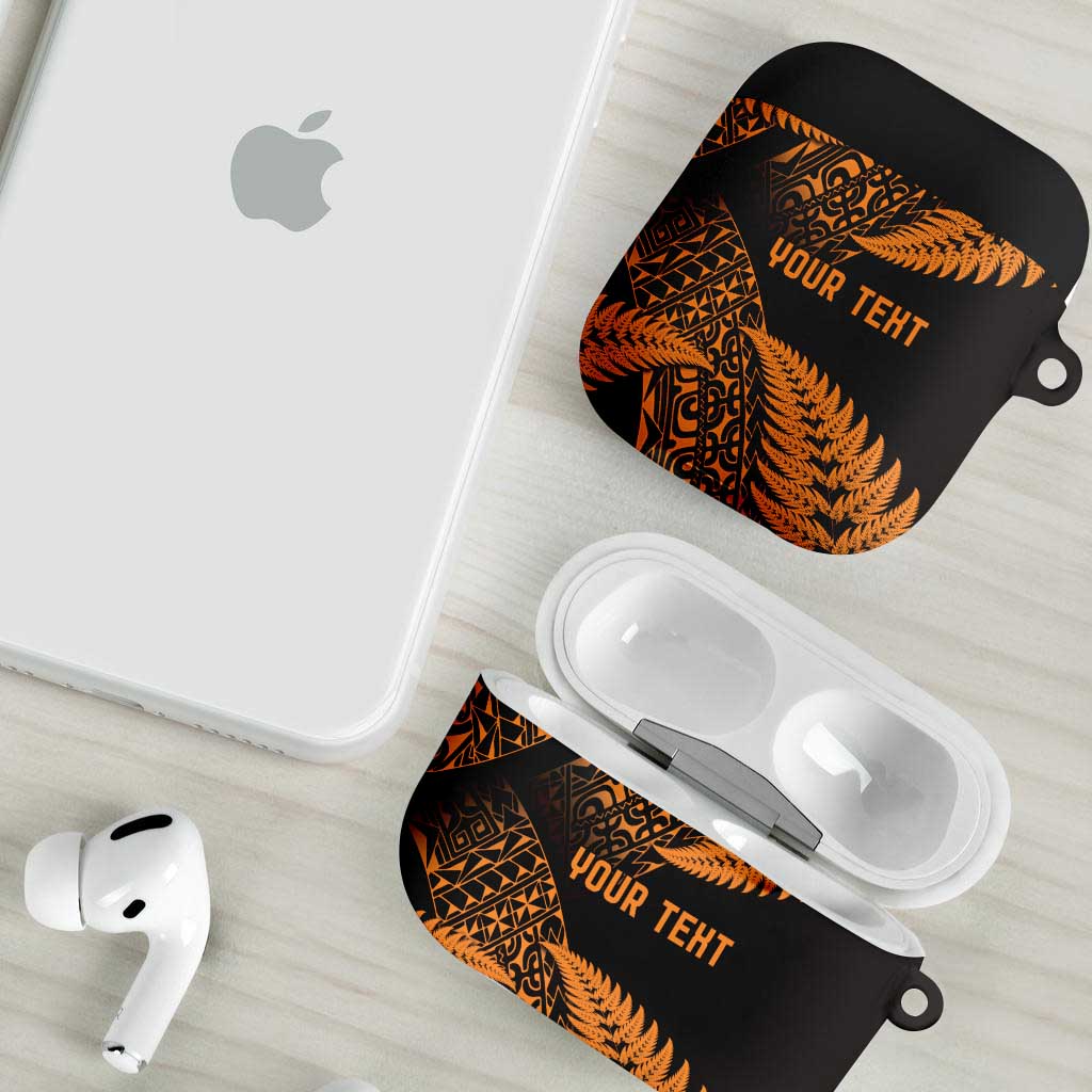 New Zealand Rugby Pacific Personalised AirPods Case All Gold Maori Pasifika Fern Pattern - Aussie Hoodie
