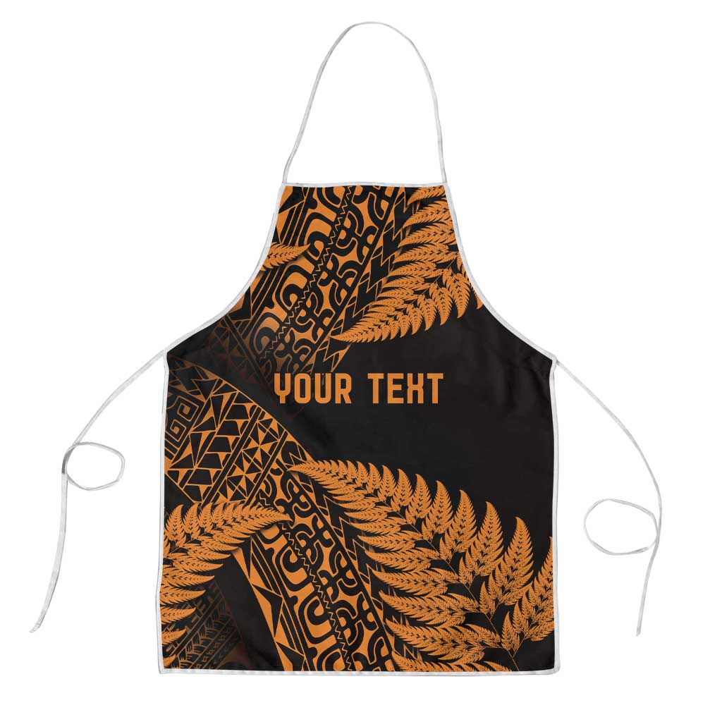 New Zealand Rugby Pacific Personalised Apron All Gold Maori Pasifika Fern Pattern - Aussie Hoodie