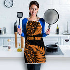 New Zealand Rugby Pacific Personalised Apron All Gold Maori Pasifika Fern Pattern - Aussie Hoodie