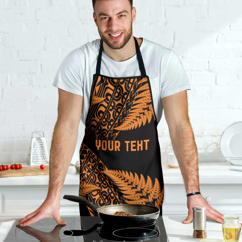 New Zealand Rugby Pacific Personalised Apron All Gold Maori Pasifika Fern Pattern - Aussie Hoodie