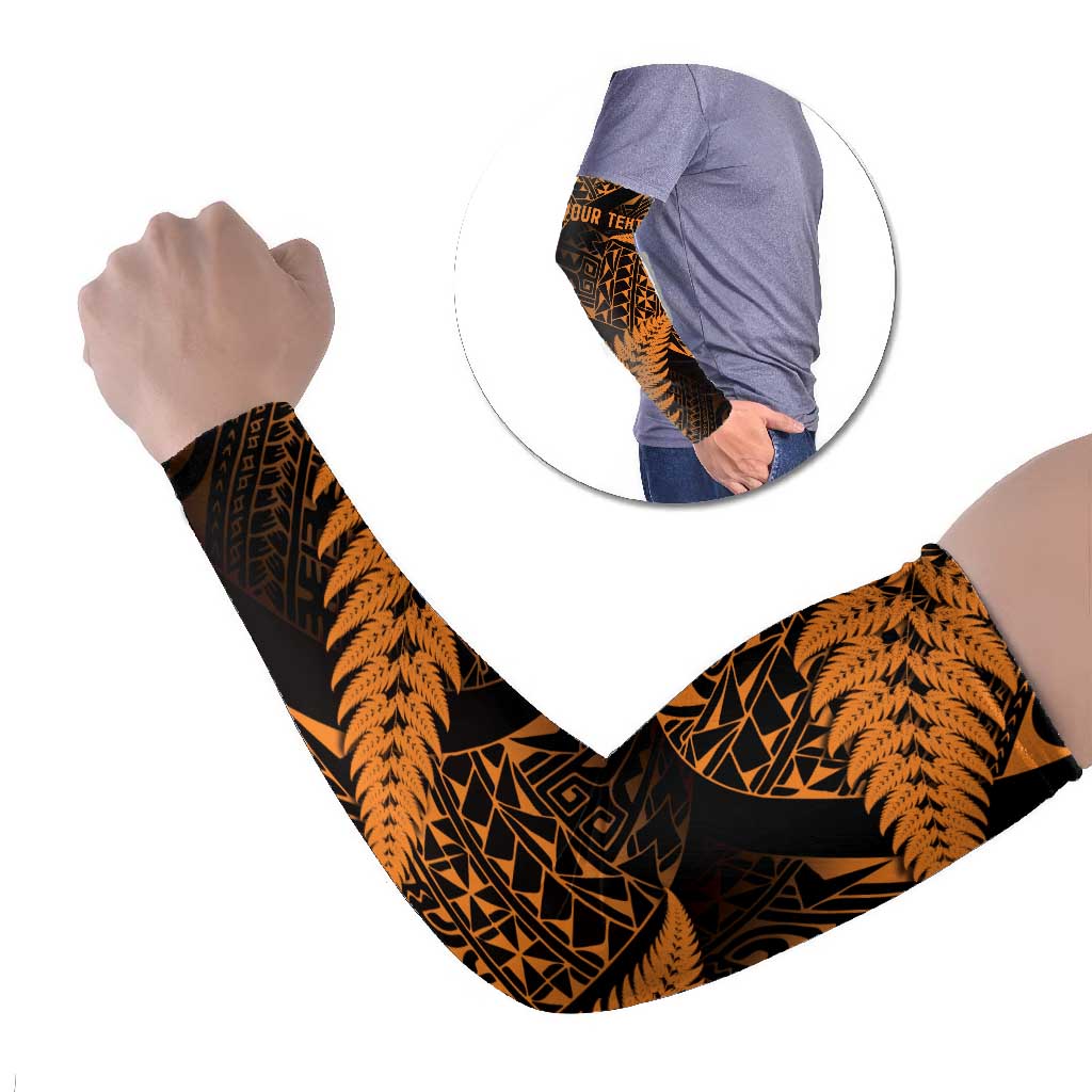 New Zealand Rugby Pacific Personalised Arm Sleeves All Gold Maori Pasifika Fern Pattern - Aussie Hoodie