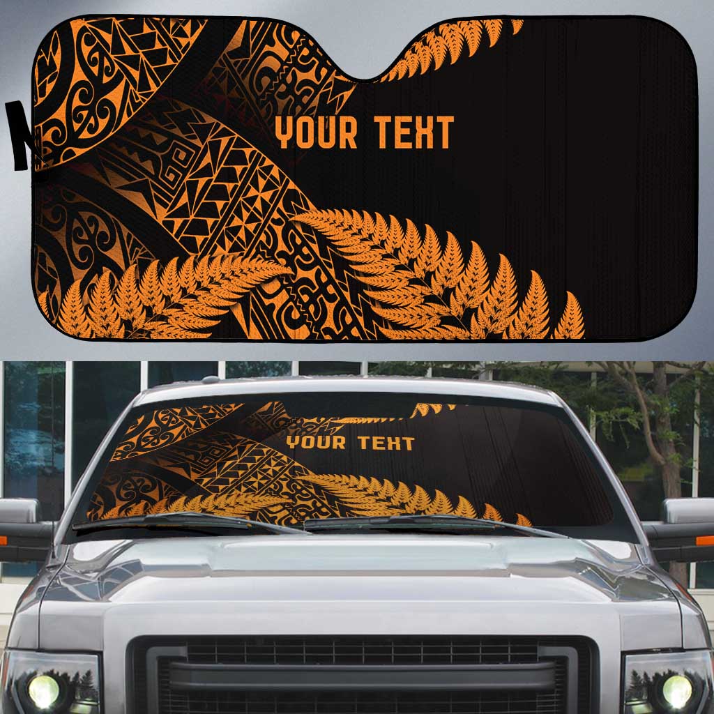 New Zealand Rugby Pacific Personalised Auto Sun Shade All Gold Maori Pasifika Fern Pattern - Aussie Hoodie
