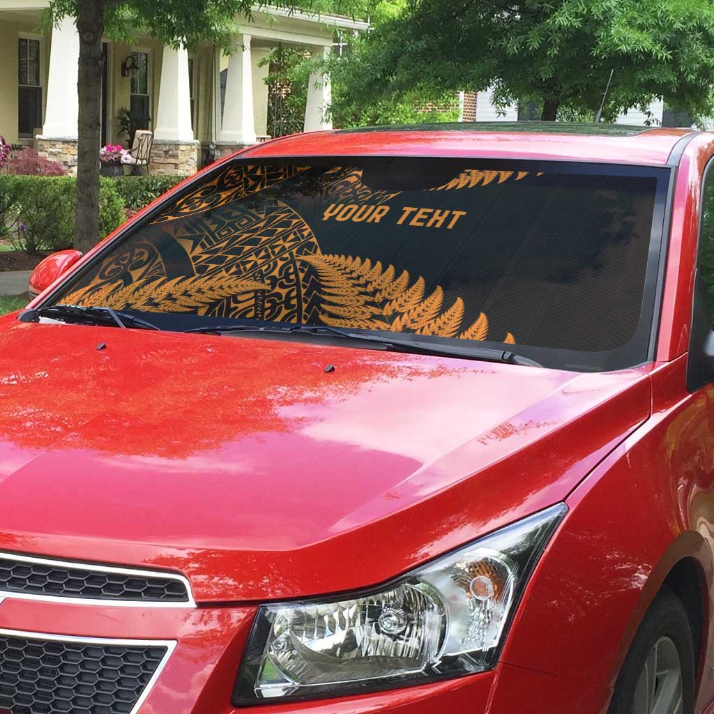 New Zealand Rugby Pacific Personalised Auto Sun Shade All Gold Maori Pasifika Fern Pattern - Aussie Hoodie