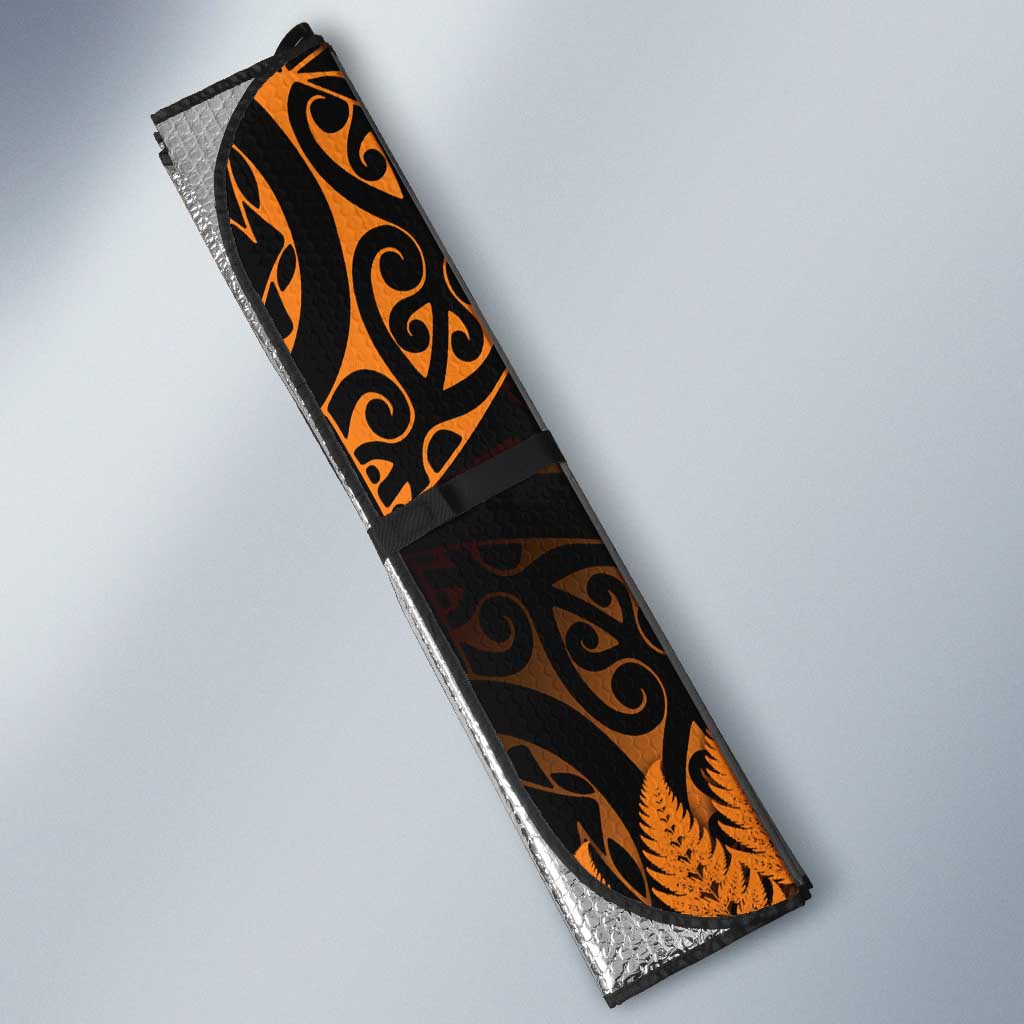 New Zealand Rugby Pacific Personalised Auto Sun Shade All Gold Maori Pasifika Fern Pattern - Aussie Hoodie