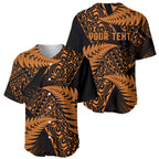 New Zealand Rugby Pacific Personalised Baseball Jersey All Gold Maori Pasifika Fern Pattern