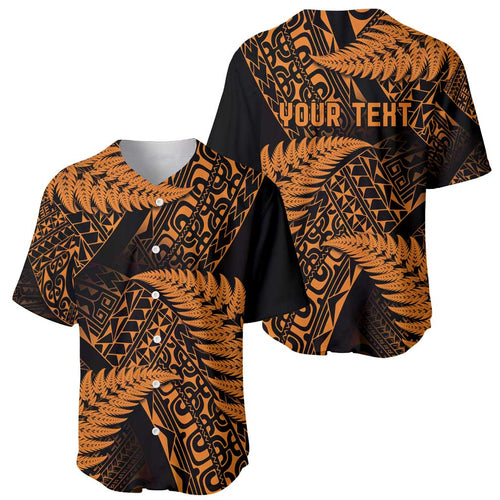 New Zealand Rugby Pacific Personalised Baseball Jersey All Gold Maori Pasifika Fern Pattern