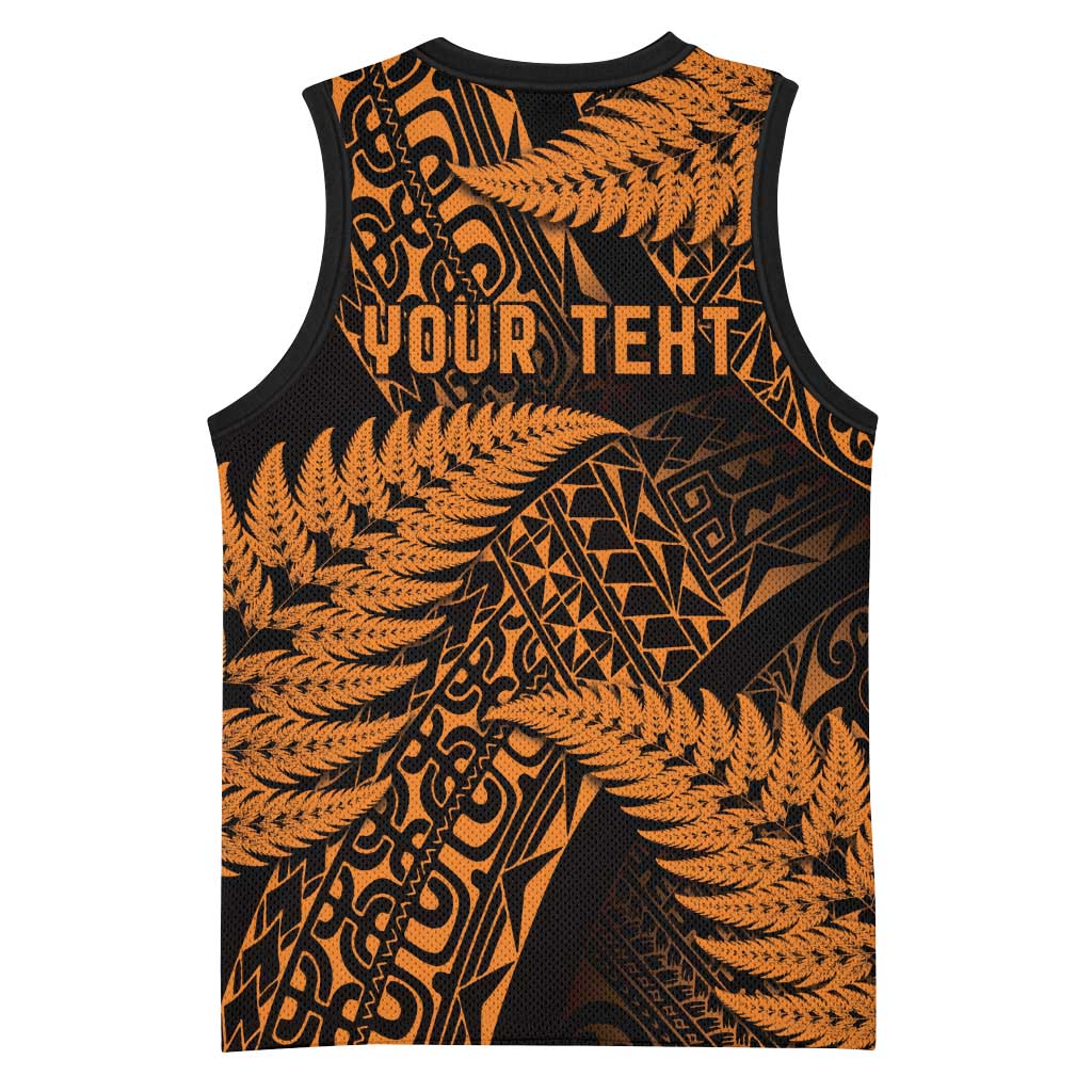 New Zealand Rugby Pacific Personalised Basketball Jersey All Gold Maori Pasifika Fern Pattern - Aussie Hoodie