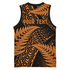 New Zealand Rugby Pacific Personalised Basketball Jersey All Gold Maori Pasifika Fern Pattern - Aussie Hoodie