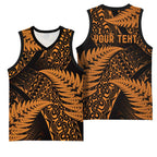 New Zealand Rugby Pacific Personalised Basketball Jersey All Gold Maori Pasifika Fern Pattern - Aussie Hoodie