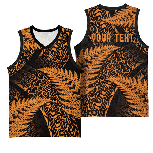 New Zealand Rugby Pacific Personalised Basketball Jersey All Gold Maori Pasifika Fern Pattern - Aussie Hoodie
