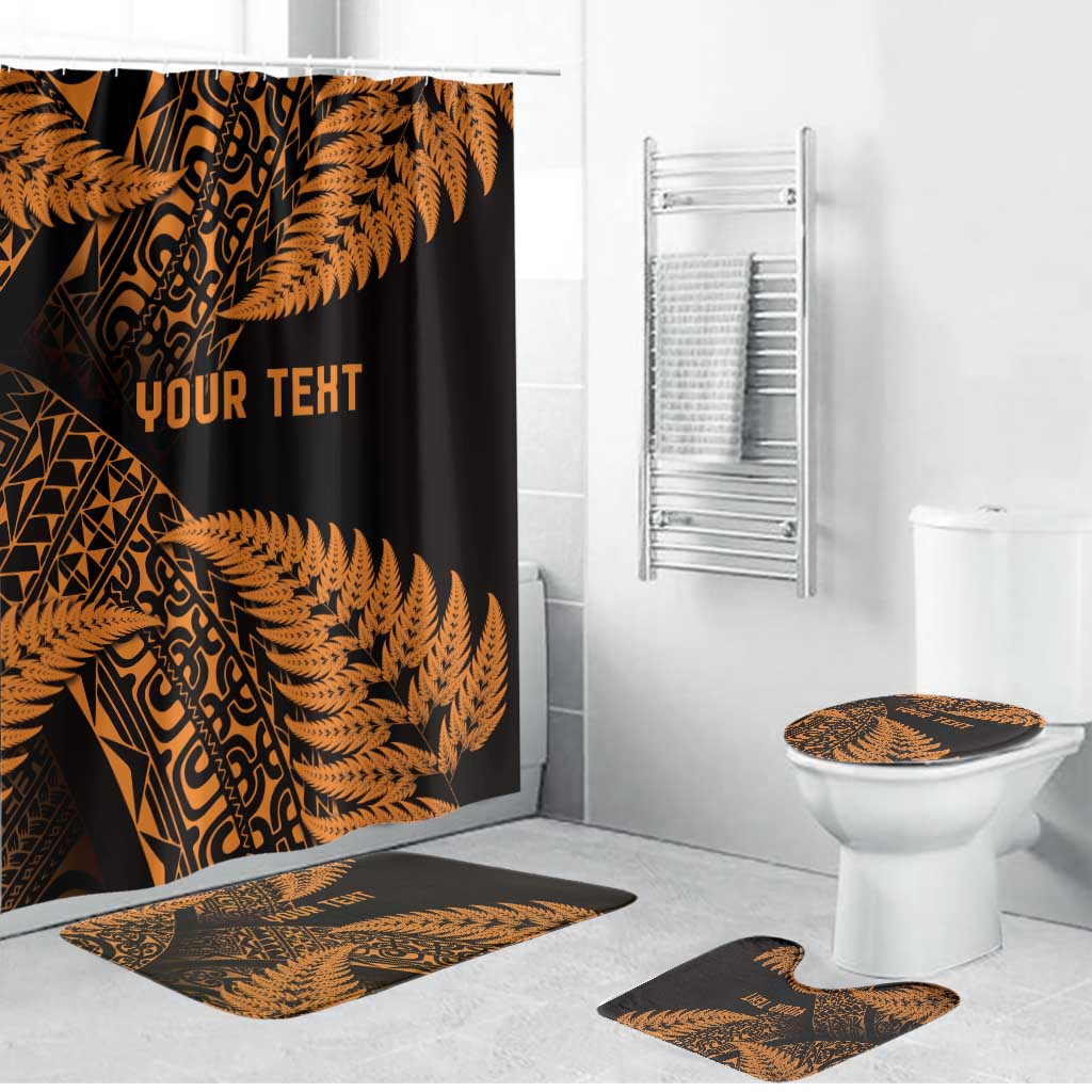 New Zealand Rugby Pacific Personalised Bathroom Set All Gold Maori Pasifika Fern Pattern - Aussie Hoodie