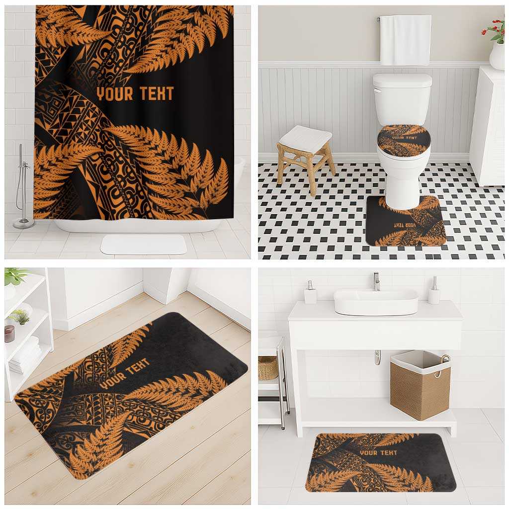 New Zealand Rugby Pacific Personalised Bathroom Set All Gold Maori Pasifika Fern Pattern - Aussie Hoodie