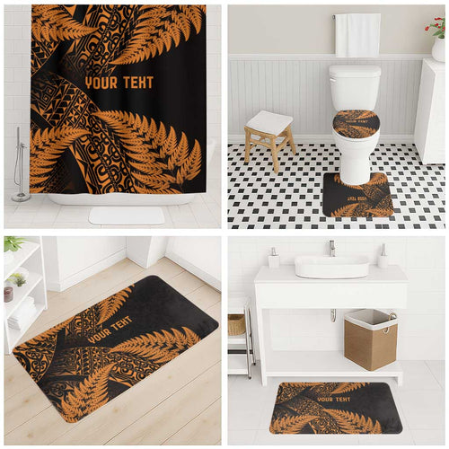 New Zealand Rugby Pacific Personalised Bathroom Set All Gold Maori Pasifika Fern Pattern - Aussie Hoodie