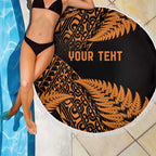 New Zealand Rugby Pacific Personalised Beach Blanket All Gold Maori Pasifika Fern Pattern