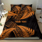 New Zealand Rugby Pacific Personalised Bedding Set All Gold Maori Pasifika Fern Pattern