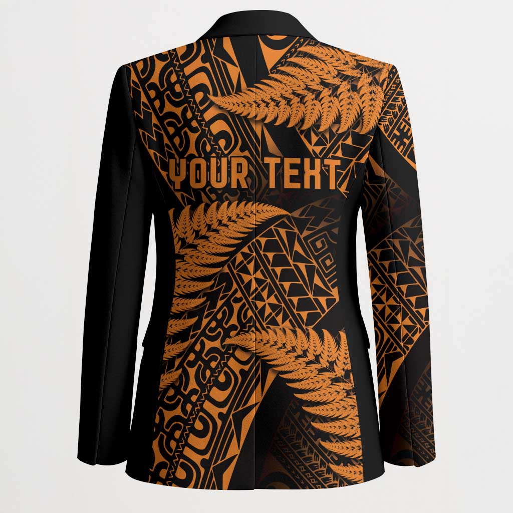 New Zealand Rugby Pacific Personalised Blazer All Gold Maori Pasifika Fern Pattern - Aussie Hoodie