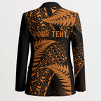 New Zealand Rugby Pacific Personalised Blazer All Gold Maori Pasifika Fern Pattern - Aussie Hoodie