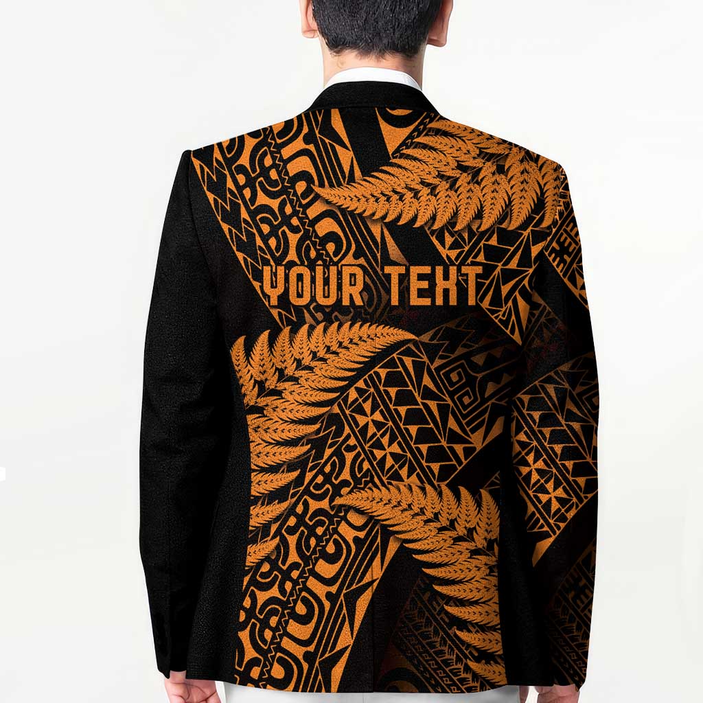 New Zealand Rugby Pacific Personalised Blazer All Gold Maori Pasifika Fern Pattern - Aussie Hoodie