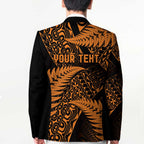New Zealand Rugby Pacific Personalised Blazer All Gold Maori Pasifika Fern Pattern - Aussie Hoodie