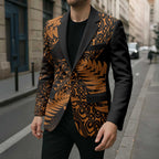 New Zealand Rugby Pacific Personalised Blazer All Gold Maori Pasifika Fern Pattern - Aussie Hoodie
