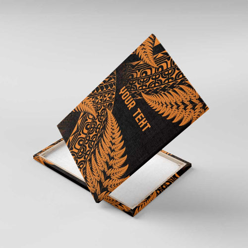 New Zealand Rugby Pacific Personalised Canvas Wall Art All Gold Maori Pasifika Fern Pattern