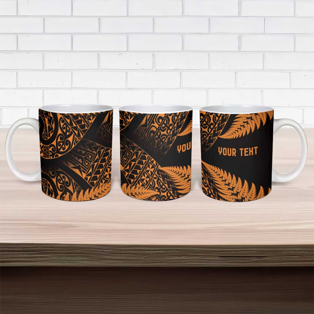 New Zealand Rugby Pacific Personalised Ceramic Mug All Gold Maori Pasifika Fern Pattern - Aussie Hoodie