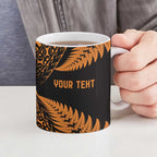 New Zealand Rugby Pacific Personalised Ceramic Mug All Gold Maori Pasifika Fern Pattern - Aussie Hoodie