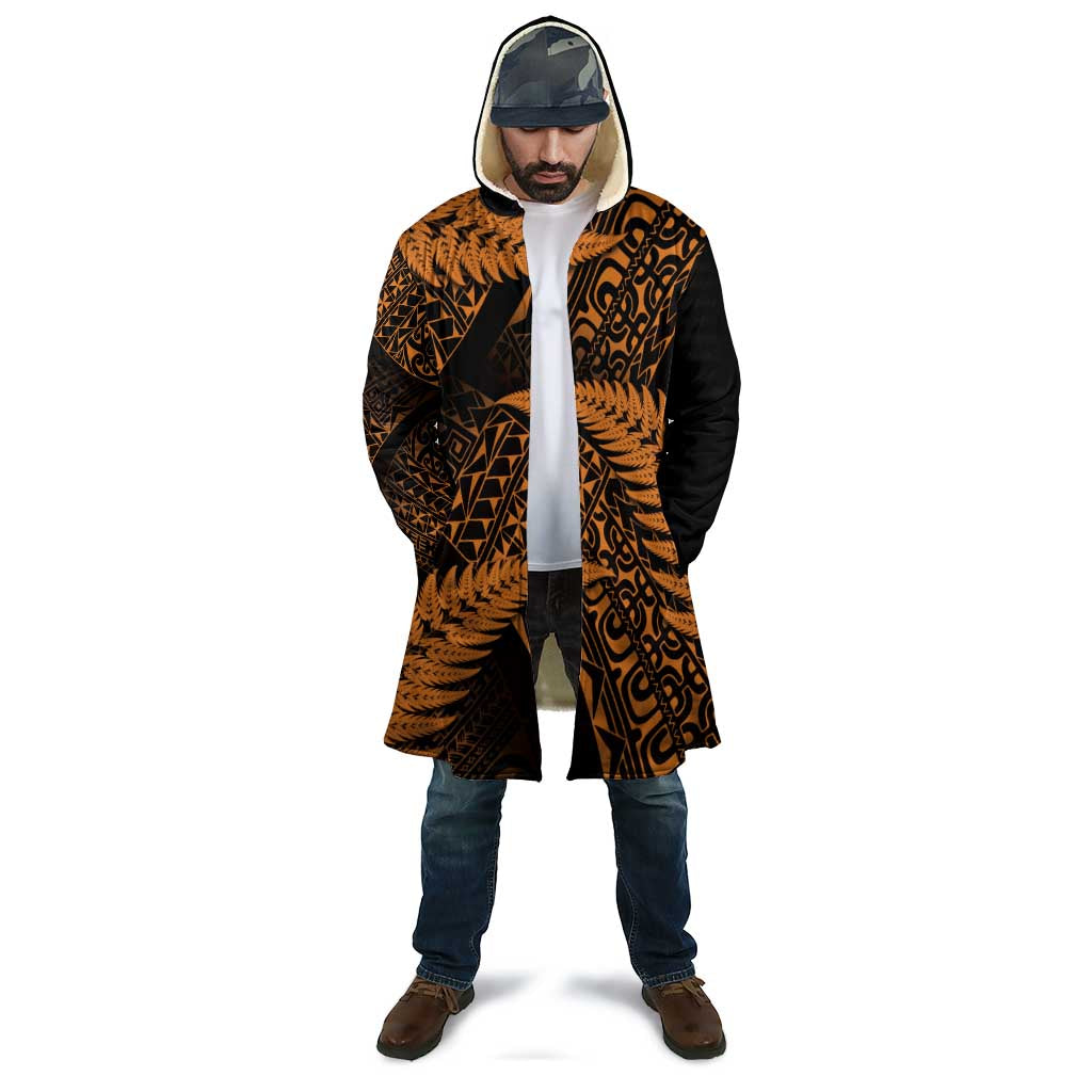 New Zealand Rugby Pacific Personalised Cloak All Gold Maori Pasifika Fern Pattern - Aussie Hoodie