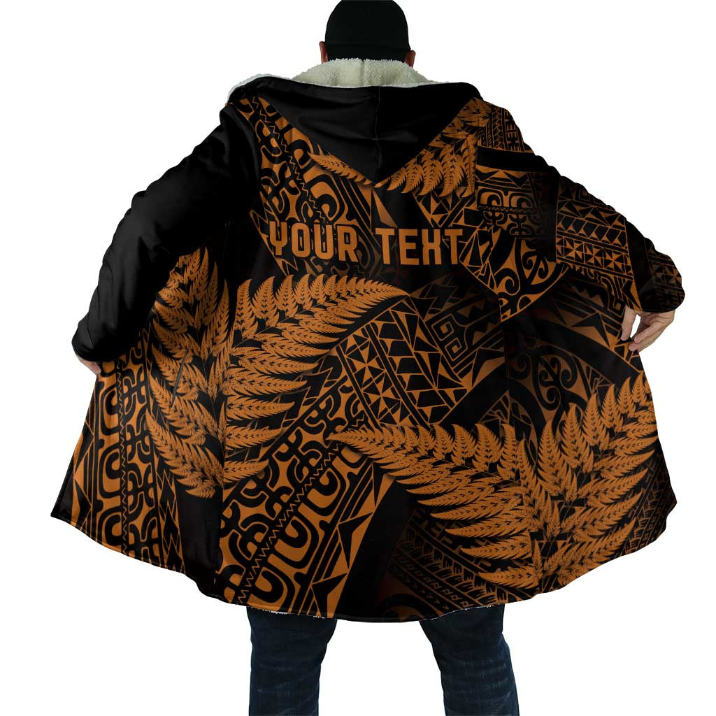 New Zealand Rugby Pacific Personalised Cloak All Gold Maori Pasifika Fern Pattern - Aussie Hoodie