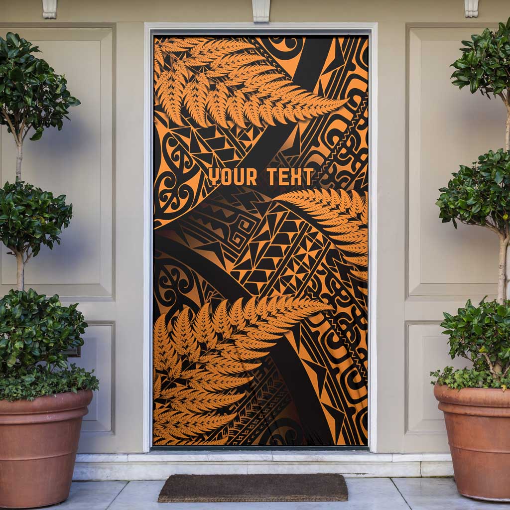 New Zealand Rugby Pacific Personalised Door Cover All Gold Maori Pasifika Fern Pattern - Aussie Hoodie