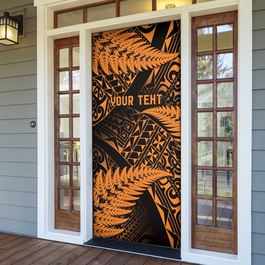 New Zealand Rugby Pacific Personalised Door Cover All Gold Maori Pasifika Fern Pattern - Aussie Hoodie
