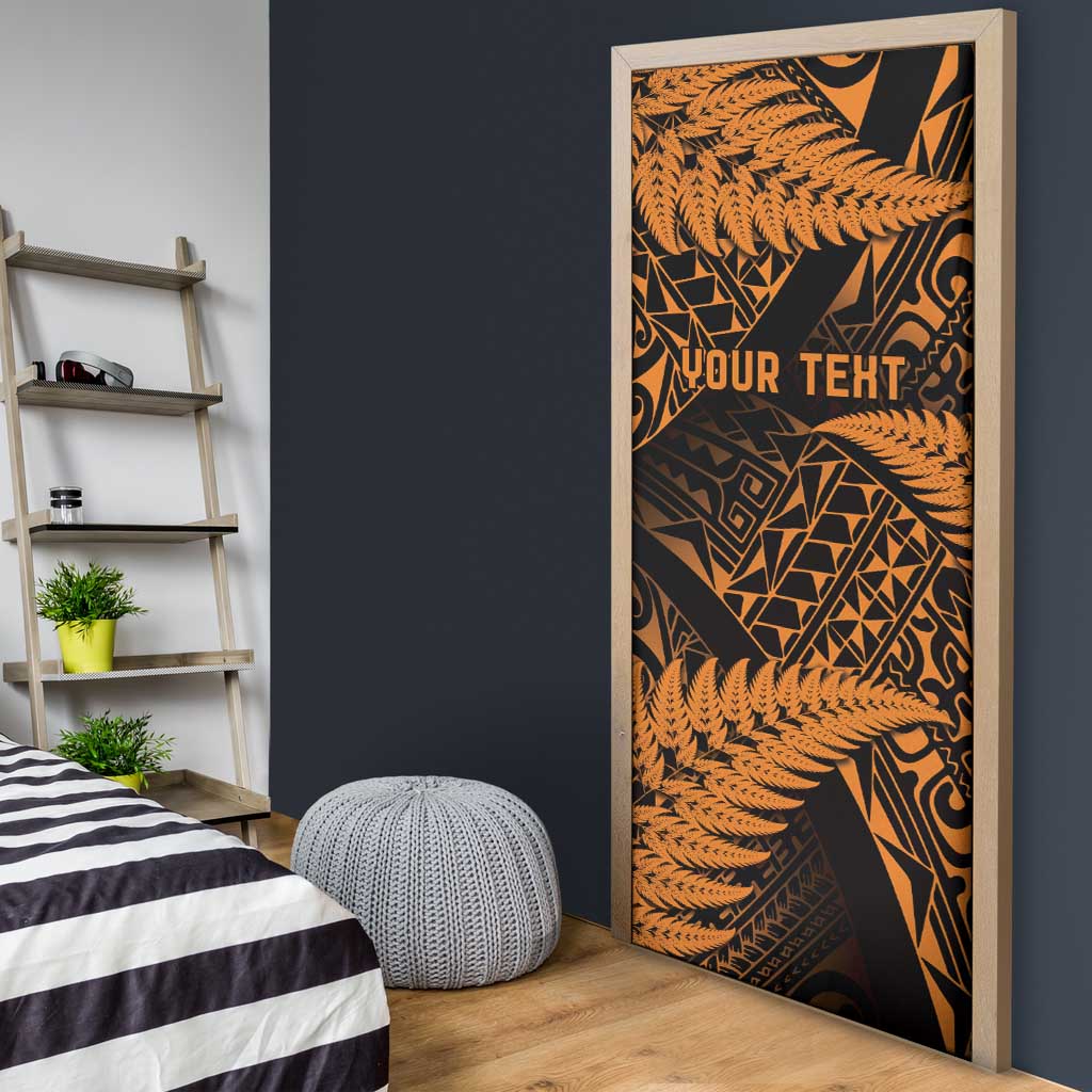 New Zealand Rugby Pacific Personalised Door Cover All Gold Maori Pasifika Fern Pattern - Aussie Hoodie
