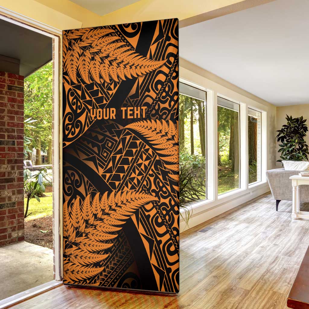 New Zealand Rugby Pacific Personalised Door Cover All Gold Maori Pasifika Fern Pattern - Aussie Hoodie