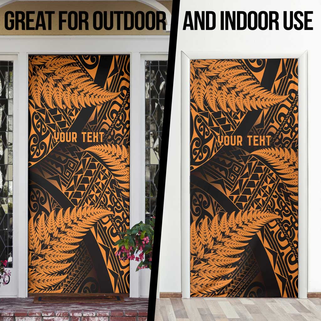 New Zealand Rugby Pacific Personalised Door Cover All Gold Maori Pasifika Fern Pattern - Aussie Hoodie