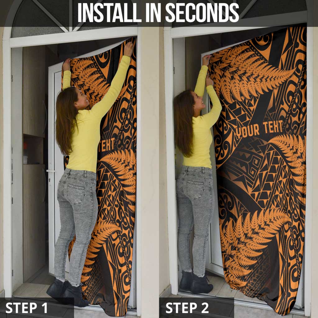 New Zealand Rugby Pacific Personalised Door Cover All Gold Maori Pasifika Fern Pattern - Aussie Hoodie