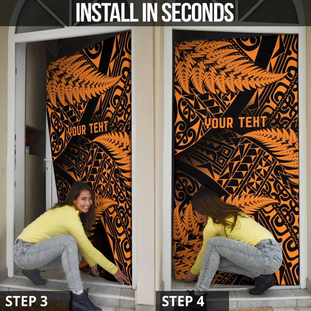 New Zealand Rugby Pacific Personalised Door Cover All Gold Maori Pasifika Fern Pattern - Aussie Hoodie