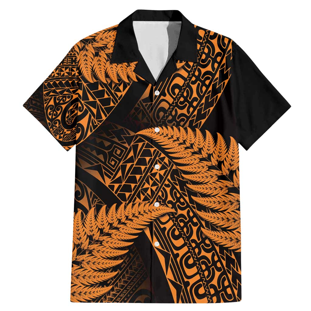 New Zealand Rugby Pacific Personalised Family Matching Mermaid Dress and Hawaiian Shirt All Gold Maori Pasifika Fern Pattern