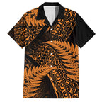 New Zealand Rugby Pacific Personalised Family Matching Off The Shoulder Long Sleeve Dress and Hawaiian Shirt All Gold Maori Pasifika Fern Pattern