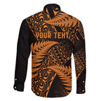 New Zealand Rugby Pacific Personalised Family Matching Off The Shoulder Long Sleeve Dress and Hawaiian Shirt All Gold Maori Pasifika Fern Pattern