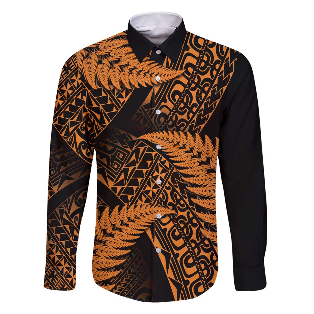 New Zealand Rugby Pacific Personalised Family Matching Off Shoulder Maxi Dress and Hawaiian Shirt All Gold Maori Pasifika Fern Pattern
