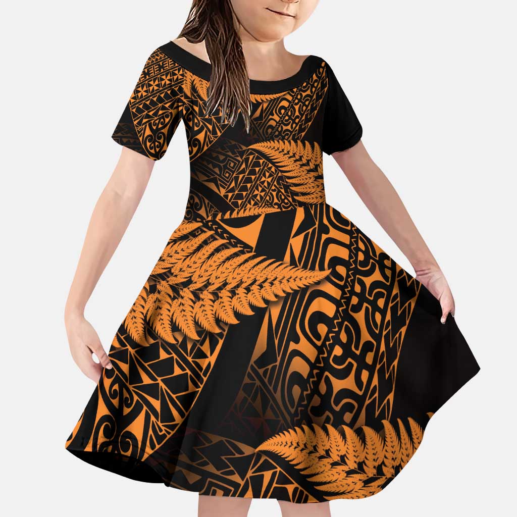 New Zealand Rugby Pacific Personalised Family Matching Puletasi and Hawaiian Shirt All Gold Maori Pasifika Fern Pattern