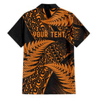 New Zealand Rugby Pacific Personalised Family Matching Short Sleeve Bodycon Dress and Hawaiian Shirt All Gold Maori Pasifika Fern Pattern