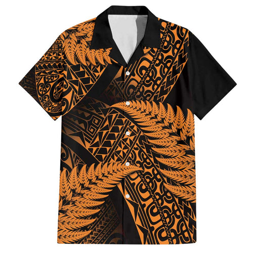 New Zealand Rugby Pacific Personalised Family Matching Tank Maxi Dress and Hawaiian Shirt All Gold Maori Pasifika Fern Pattern