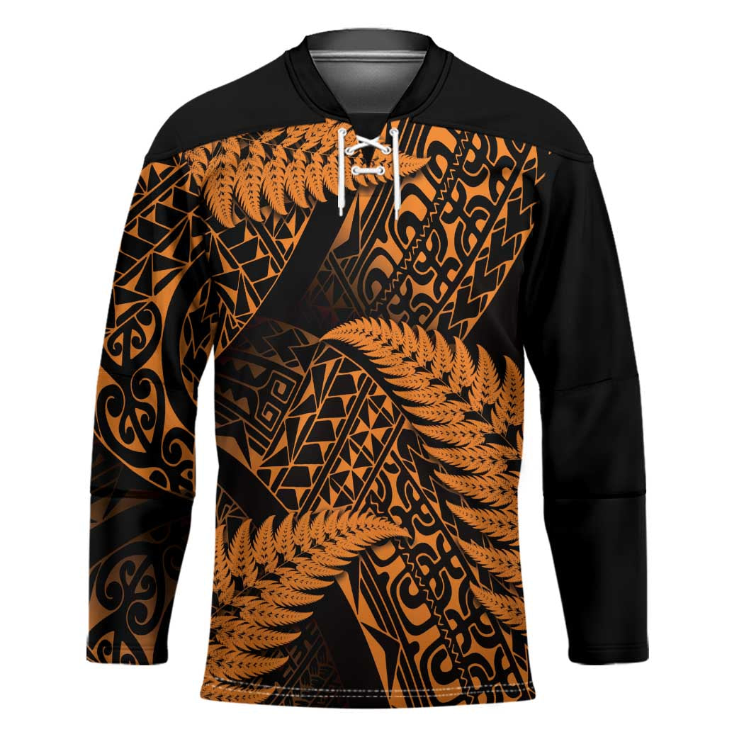 New Zealand Rugby Pacific Personalised Hockey Jersey All Gold Maori Pasifika Fern Pattern - Aussie Hoodie