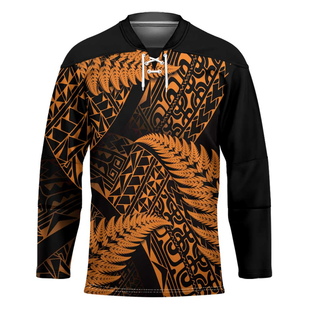 New Zealand Rugby Pacific Personalised Hockey Jersey All Gold Maori Pasifika Fern Pattern - Aussie Hoodie
