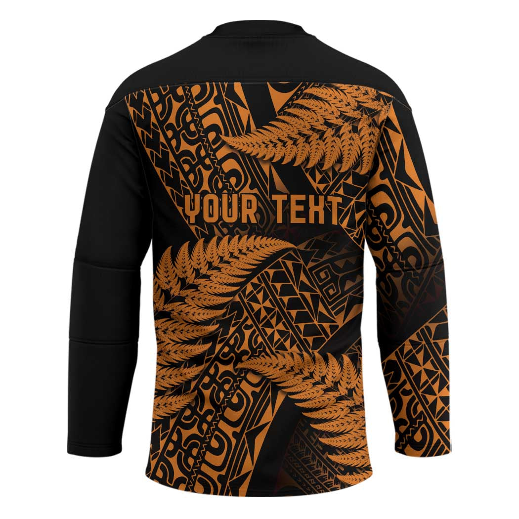 New Zealand Rugby Pacific Personalised Hockey Jersey All Gold Maori Pasifika Fern Pattern - Aussie Hoodie