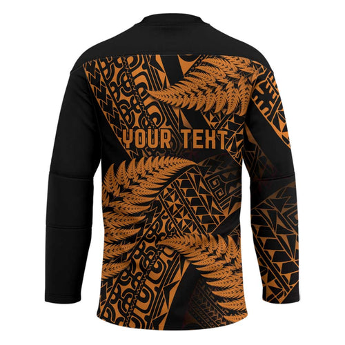 New Zealand Rugby Pacific Personalised Hockey Jersey All Gold Maori Pasifika Fern Pattern - Aussie Hoodie